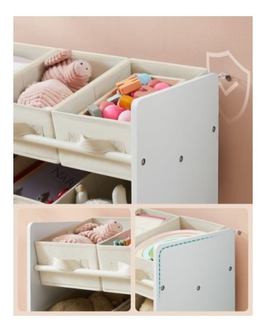 Étagère à jouets pour enfant 9 boîtes de rangement blanc nuage