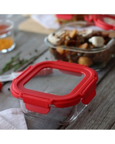 Boîte hermétique carré 310mL en verre