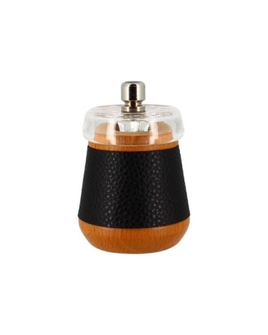 Moulin à poivre en bois de hêtre effet cuir noir