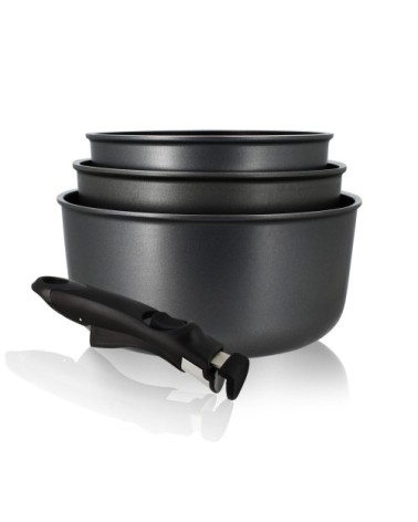 Set de 4 pièces casseroles pour induction en aluminium