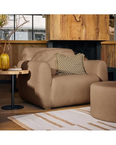 Pouf tissu bouclette marron l 70 cm