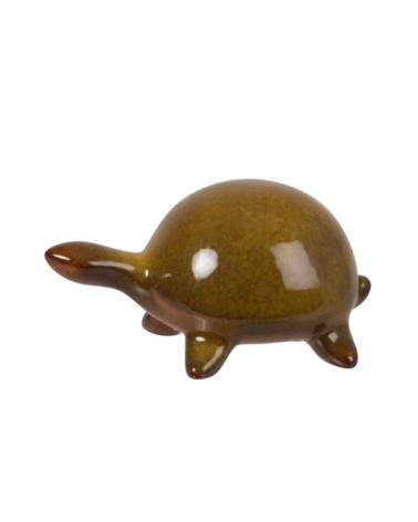 Statuette tortue en céramique jaune H8