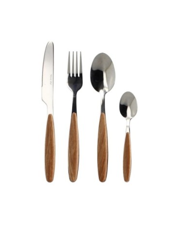 Ménagère 24 pièces en acier inoxydable manche effet bois