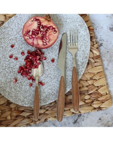 Ménagère 24 pièces en acier inoxydable manche effet bois