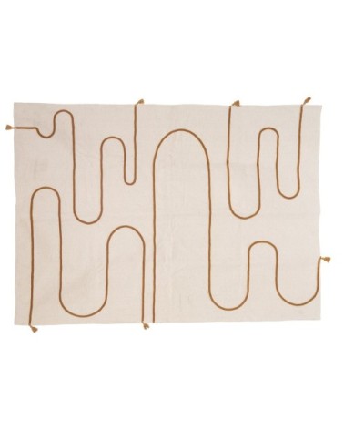 Tapis en corde avec pompons coton naturel 170x120cm