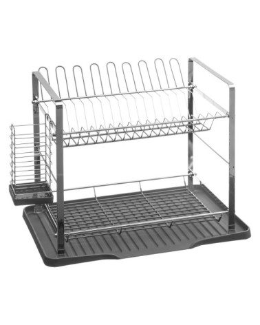 Égouttoir à vaisselle métal 2 niveaux gris