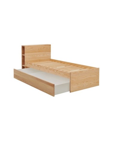 Lit rangement effet bois 90 x 190 cm