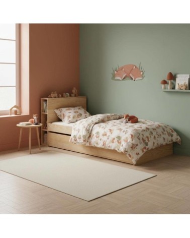 Lit rangement effet bois 90 x 190 cm