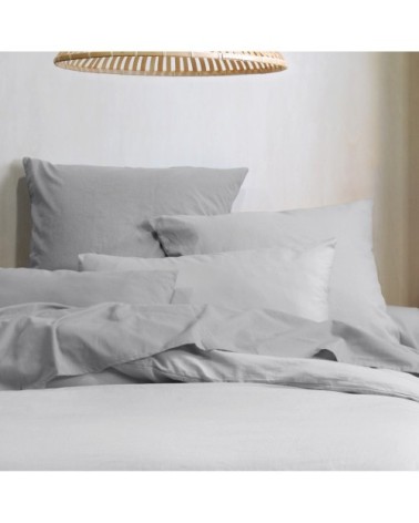 Taie d'oreiller unie en coton bio perle 65 x 65