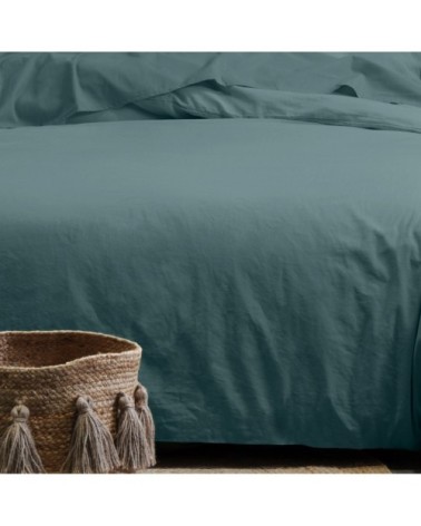 Taie d'oreiller unie en coton bio eucalyptus 65 x 65