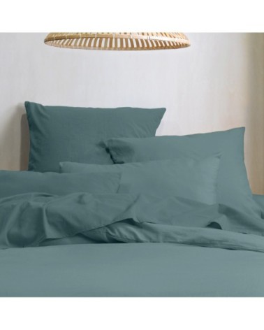 Taie d'oreiller unie en coton bio eucalyptus 65 x 65