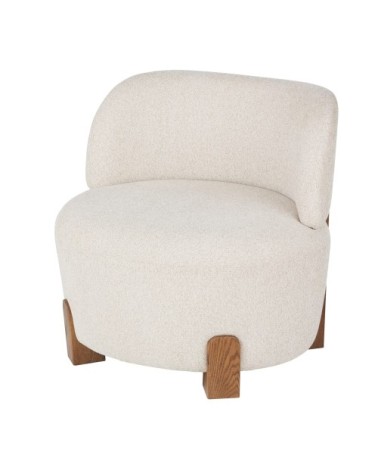 Fauteuil en textile tramé beige