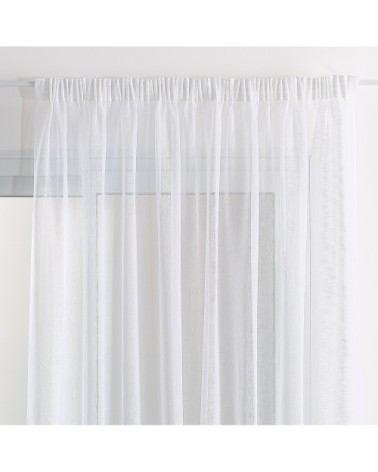 Voilage effet lin à galon fronceur polyester blanc 240 x 240