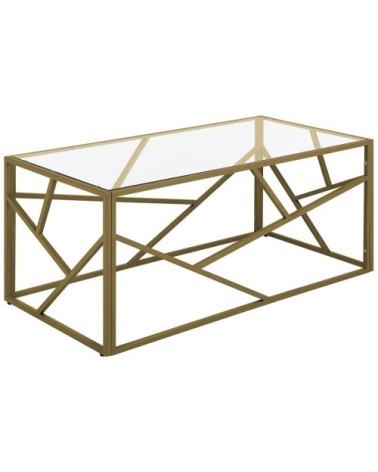 Table basse dorée en verre