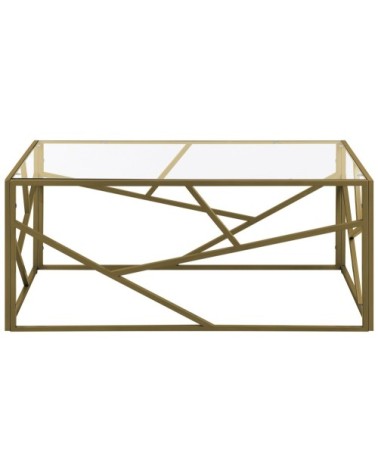 Table basse dorée en verre