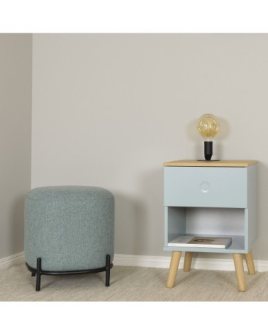 Table de chevet en bois 1 tiroir vert d'eau