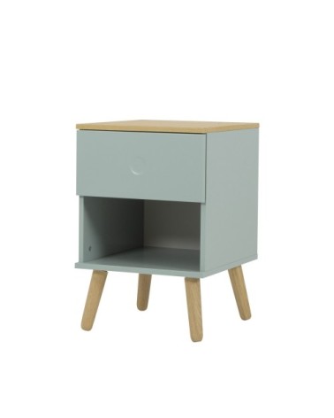 Table de chevet en bois 1 tiroir vert d'eau