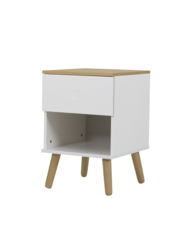 Table de chevet en bois 1 tiroir blanc