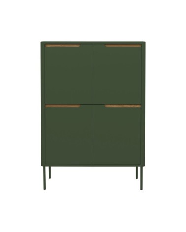 Buffet haut en bois 4 portes H128cm vert forêt