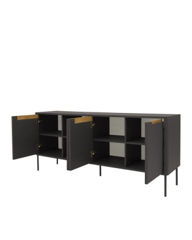 Buffet en bois 4 portes L173cm gris anthracite