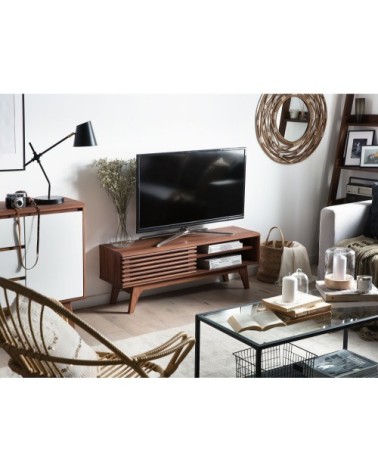 Meuble TV effet bois foncé