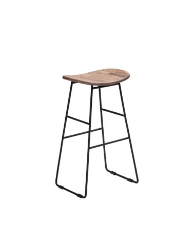 Tabouret de bar 72cm en métal et teck recyclé bois