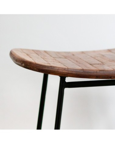 Tabouret de bar 72cm en métal et teck recyclé bois