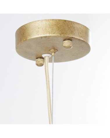 Suspension pampilles en verre opaline et métal doré vieilli