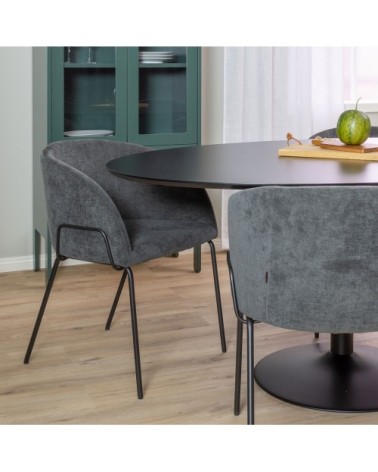 Lot de 2 fauteuils de table en tissu et métal gris foncé