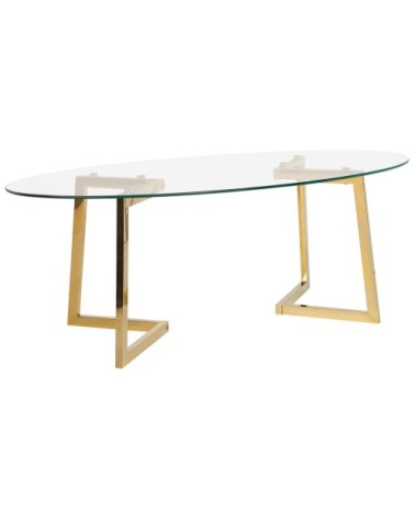 Table basse doré et plateau en verre