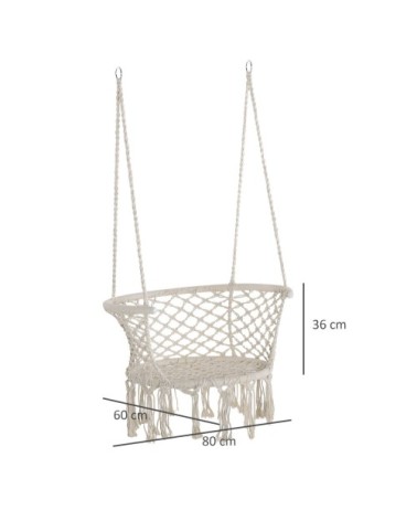 Chaise suspendue macramé coton polyester beige