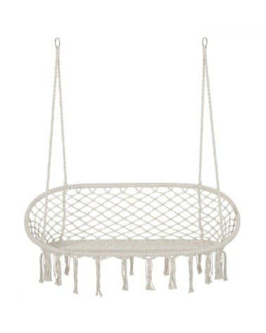 Chaise suspendue banc suspendu macramé coton polyester beige