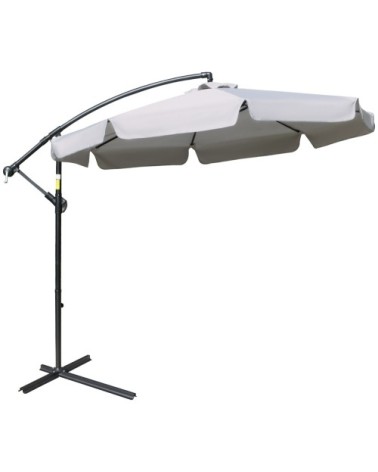Parasol octogonal inclinable manivelle acier époxy polyester gris