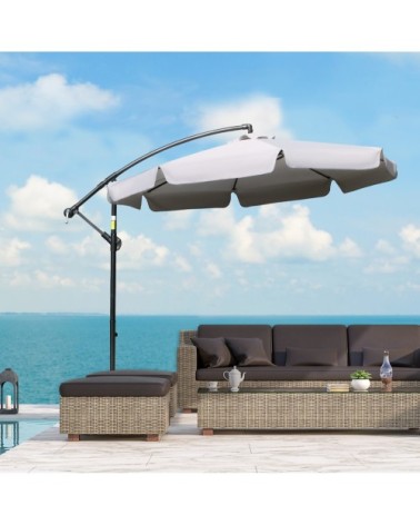 Parasol octogonal inclinable manivelle acier époxy polyester gris