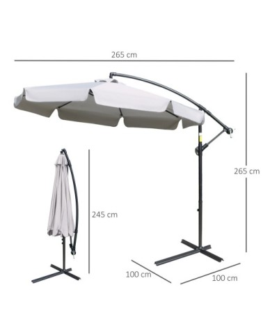 Parasol octogonal inclinable manivelle acier époxy polyester gris