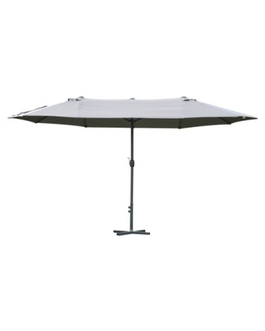 Parasol de jardin XXL à manivelle acier polyester haute densité gris