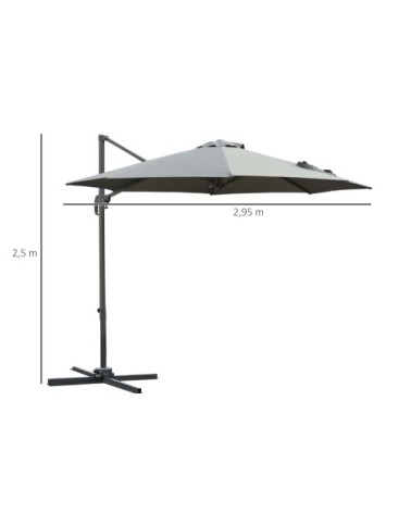 Parasol déporté rond inclinable rotatif 360° gris