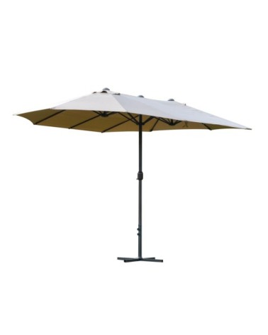 Parasol de jardin XXL à manivelle acier polyester café latte
