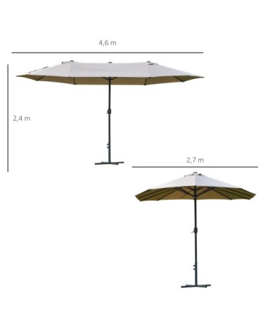 Parasol de jardin XXL à manivelle acier polyester café latte