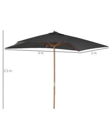 Parasol droit rectangulaire anthracite