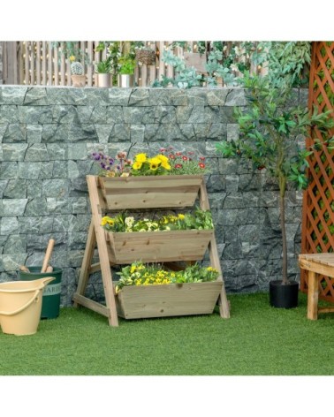 Jardinière sur pieds carré potager 3 niveaux bois sapin autoclave