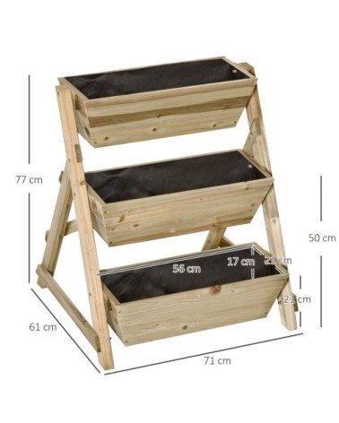 Jardinière sur pieds carré potager 3 niveaux bois sapin autoclave