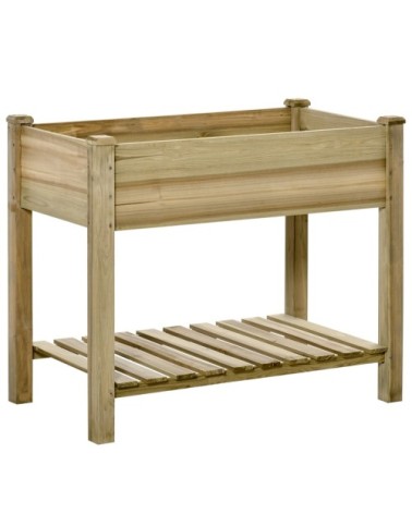 Jardinière sur pieds potager avec étagère à lattes sapin autoclave