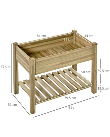 Jardinière sur pieds potager avec étagère à lattes sapin autoclave