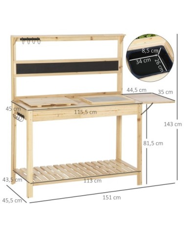 Table rempotage étagères tiroir tablette crochets évier tamis tableau