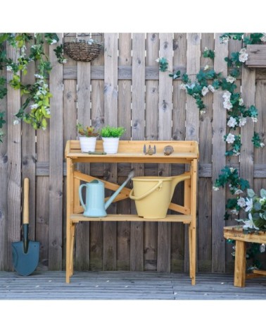 Table de rempotage étagère à lattes sapin pré-huilé