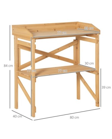 Table de rempotage étagère à lattes sapin pré-huilé
