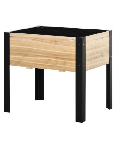 Jardinière sur pieds - potager - métal époxy noir bois sapin