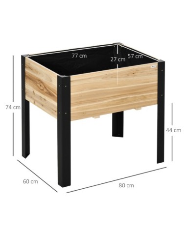 Jardinière sur pieds - potager - métal époxy noir bois sapin