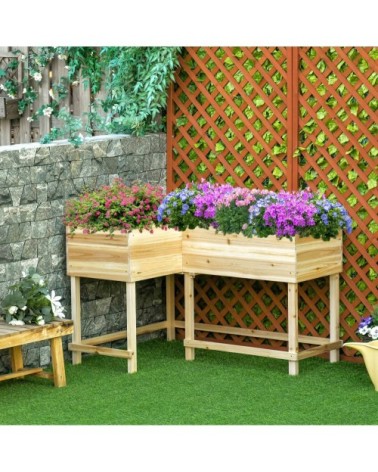 Jardinière sur pieds potager d'angle bois sapin pré-huilé